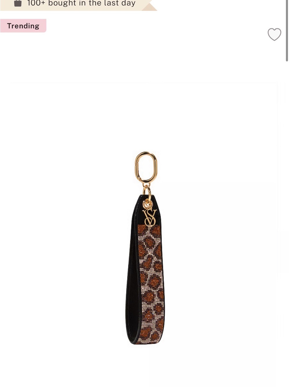 Victoria's Secret Leopard Print Crystal Wristlet Keychain - Brown - Picture 2 of 2